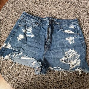 American Eagle Outfitters Distressed Denim Jean Shorts - Blue